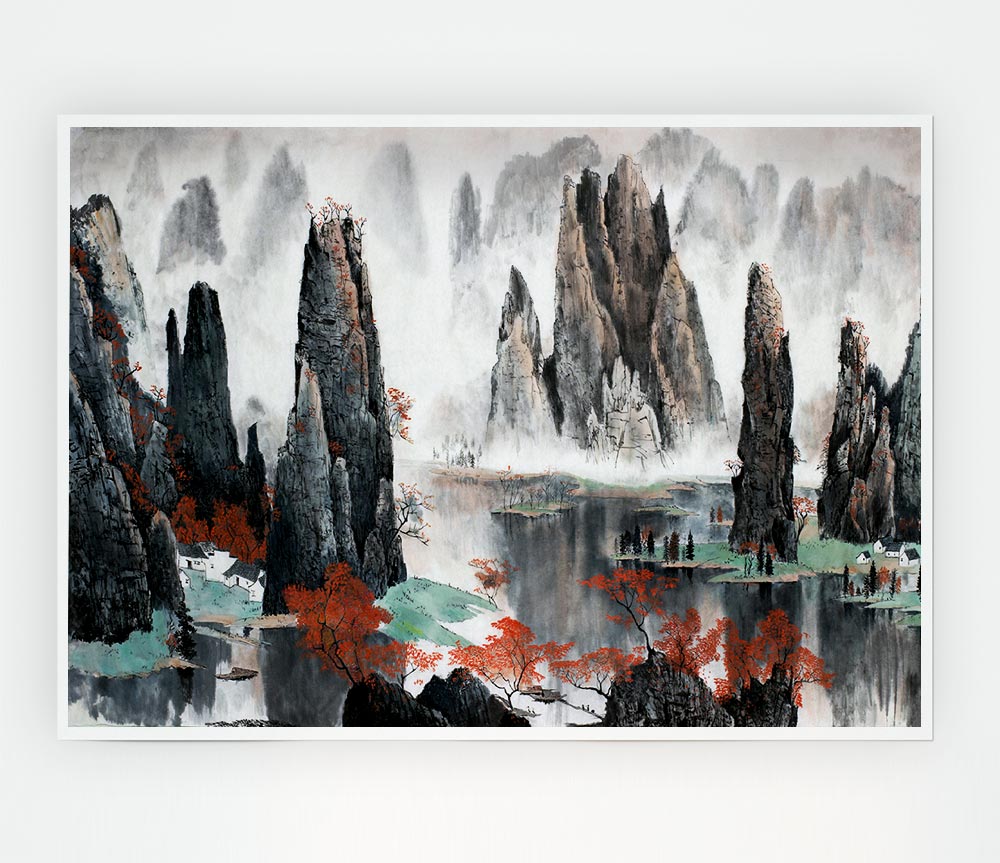 Tall Rock Structures In The Valley Print Poster Wall Art