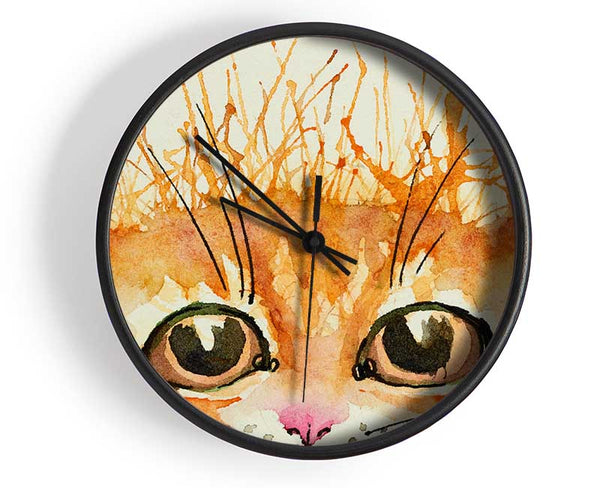 Watercolour Ginger Cat Splat Clock - Wallart-Direct UK