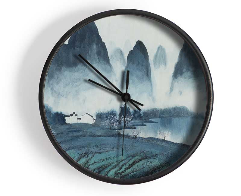 Tall Rock Mountain Mist Clock - Wallart-Direct UK