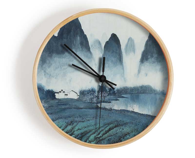 Tall Rock Mountain Mist Clock - Wallart-Direct UK