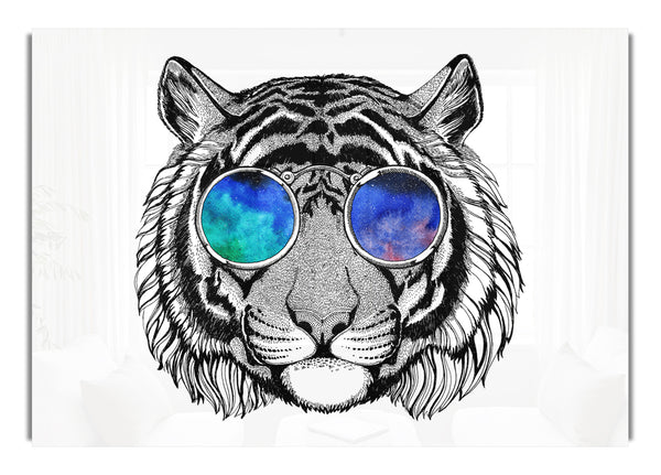 Brille auf einem Tiger-Hipster