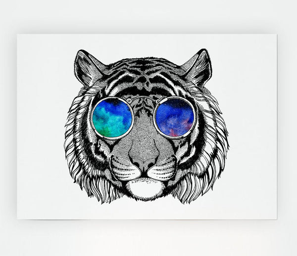 Glasses On A Tiger Hipster Print Poster Wall Art