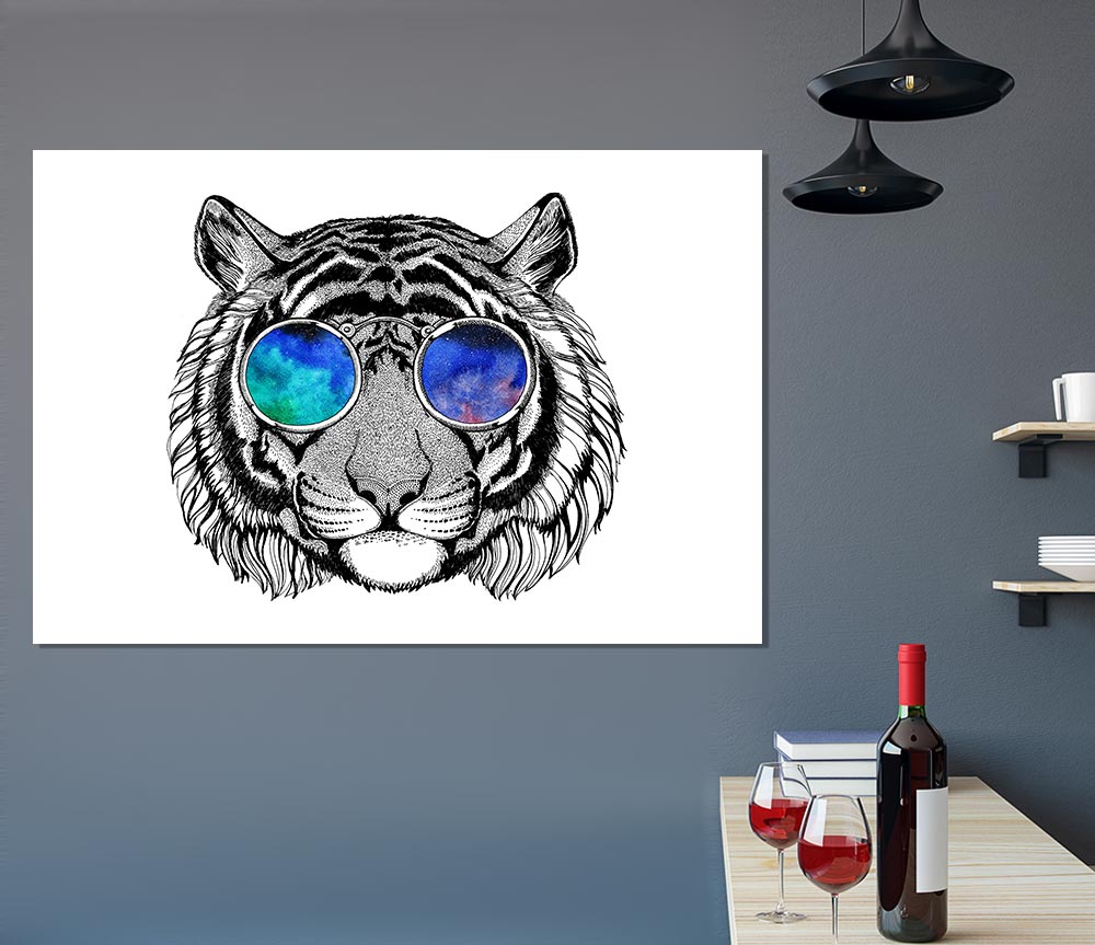 Glasses On A Tiger Hipster Print Poster Wall Art