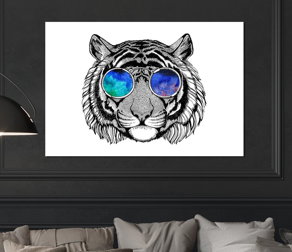 Glasses On A Tiger Hipster Print Poster Wall Art