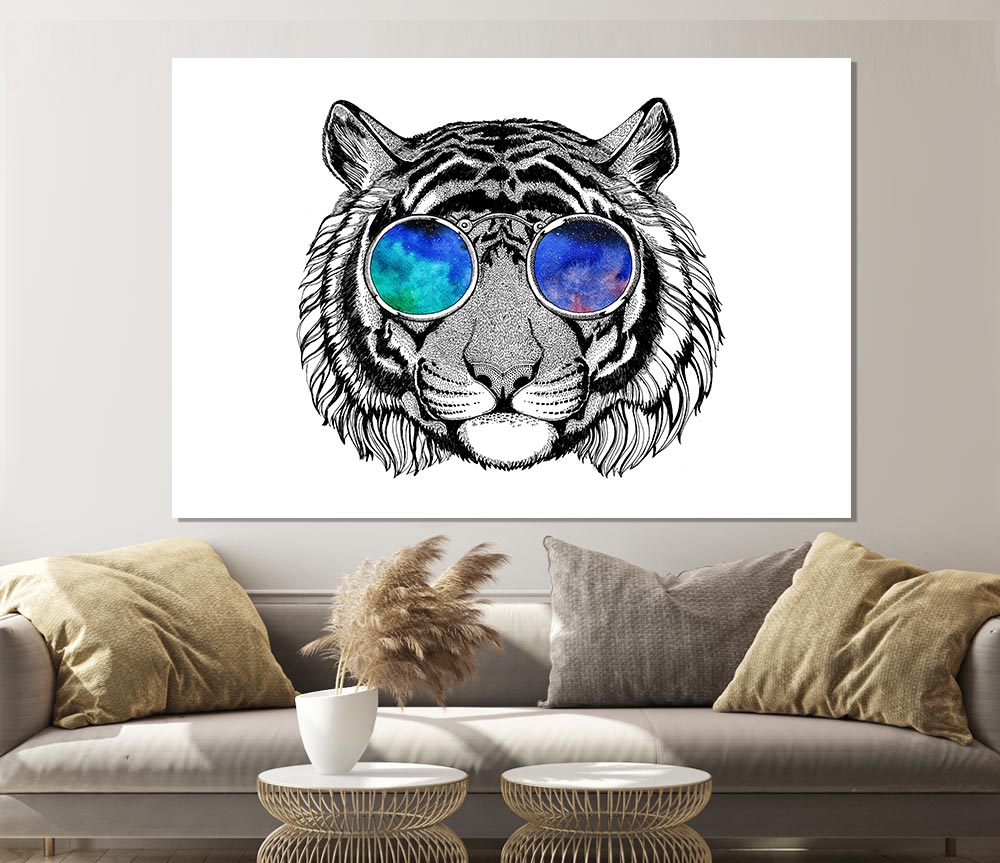 Glasses On A Tiger Hipster Print Poster Wall Art