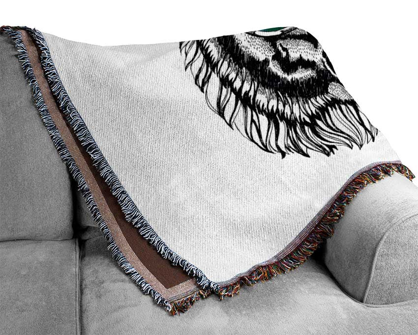 Glasses On A Tiger Hipster Woven Blanket