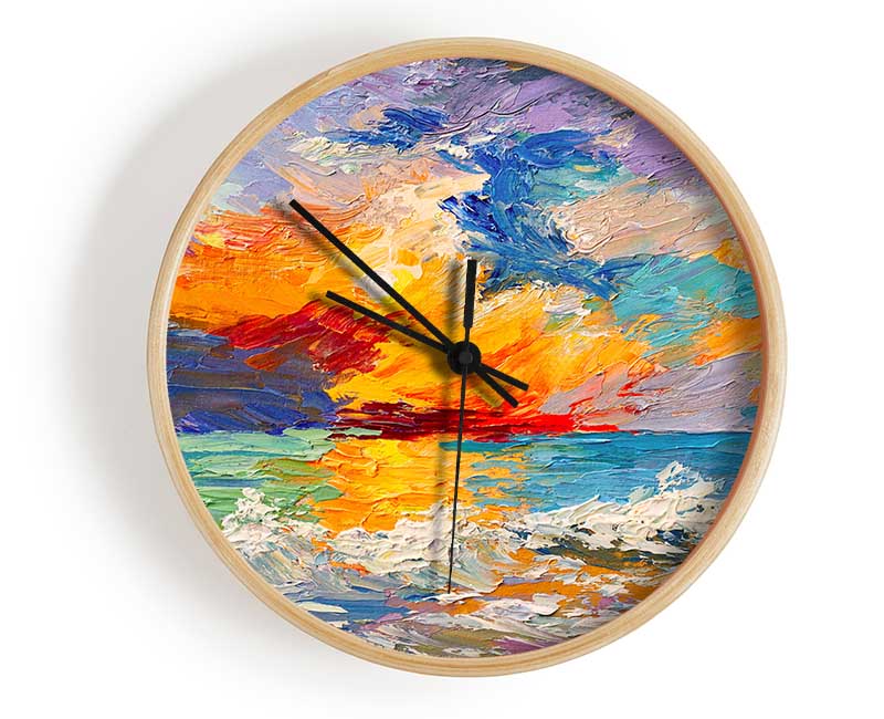 Stunning Sunset Explosion Clock - Wallart-Direct UK