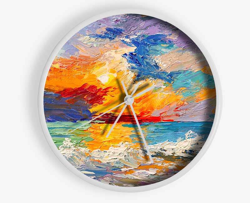 Stunning Sunset Explosion Clock - Wallart-Direct UK