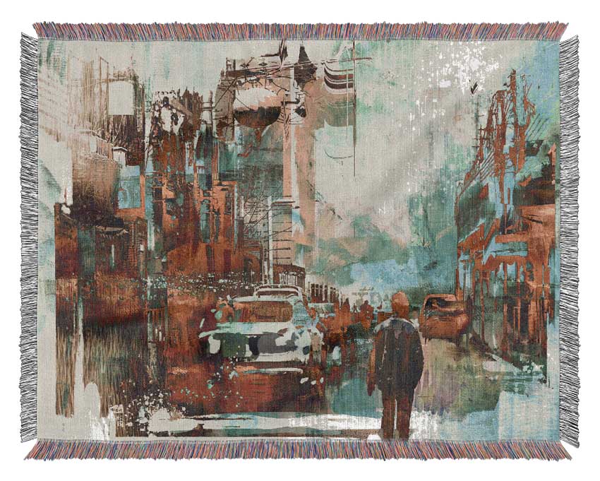 The Lonely Town Fracture Woven Blanket