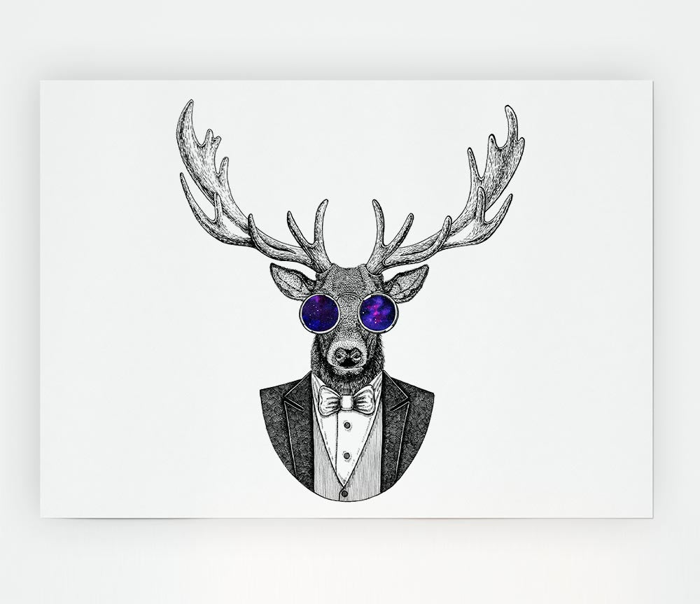 Glasses Deer Print Poster Wall Art