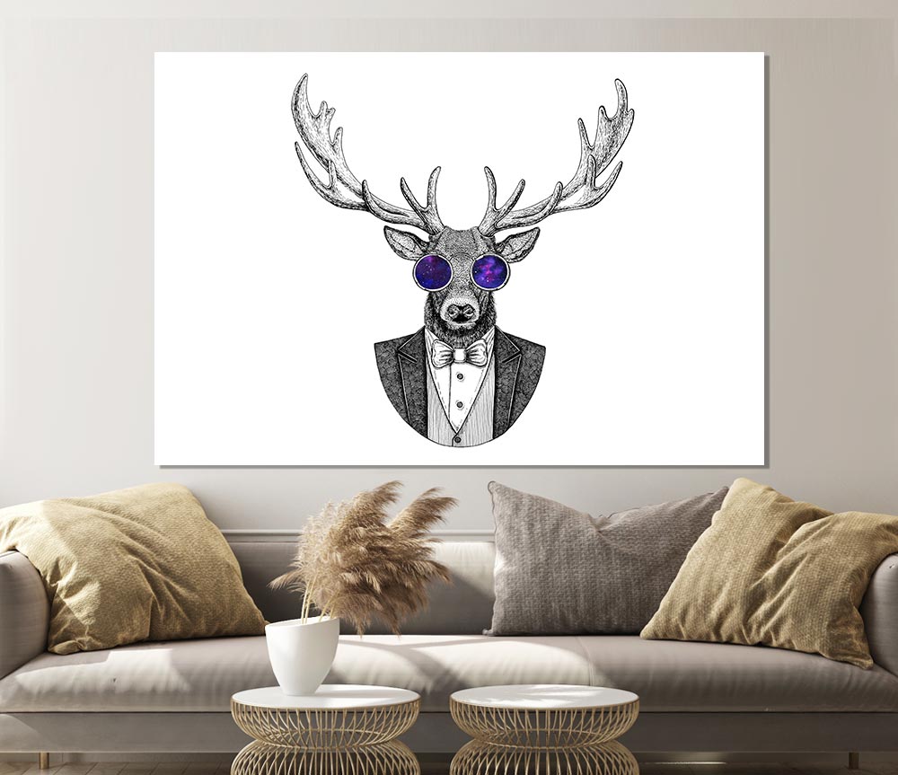 Glasses Deer Print Poster Wall Art