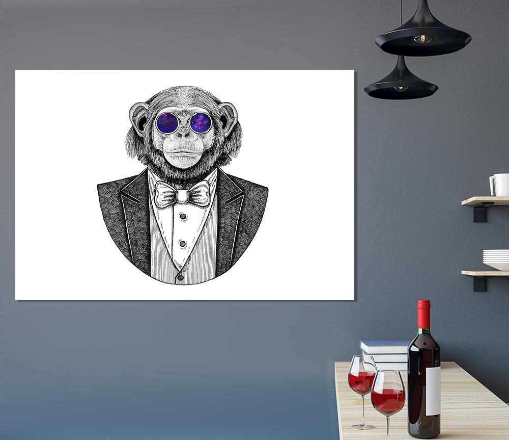 Glasses Chimpanzee Print Poster Wall Art