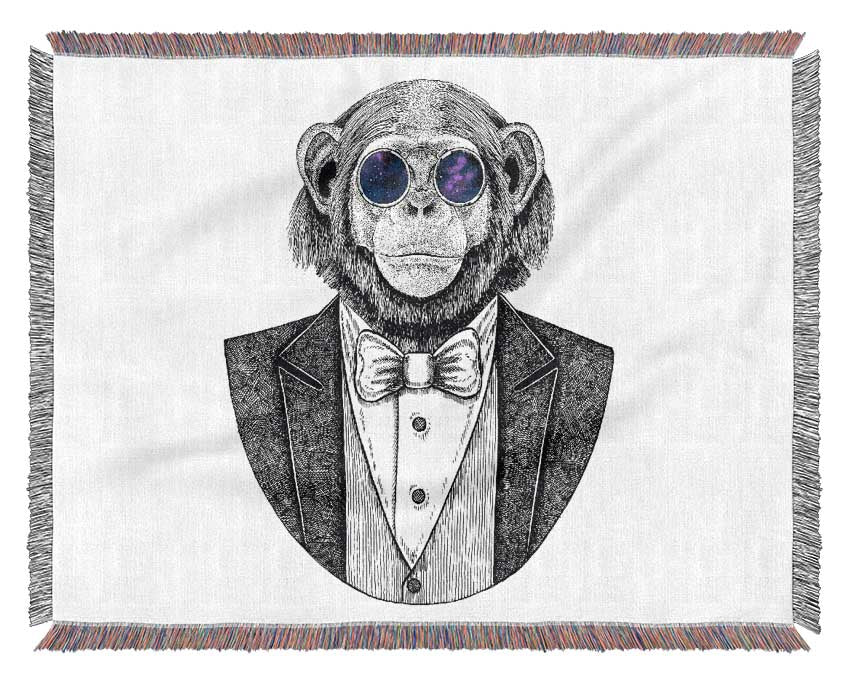 Glasses Chimpanzee Woven Blanket