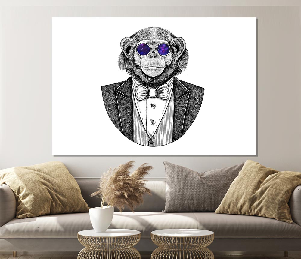 Glasses Chimpanzee Print Poster Wall Art