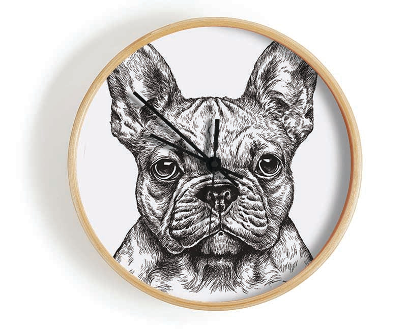 French Bulldog Sketch Clock - Wallart-Direct UK