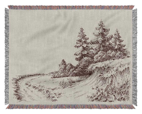 Sketch Of The Canadian Pines Woven Blanket