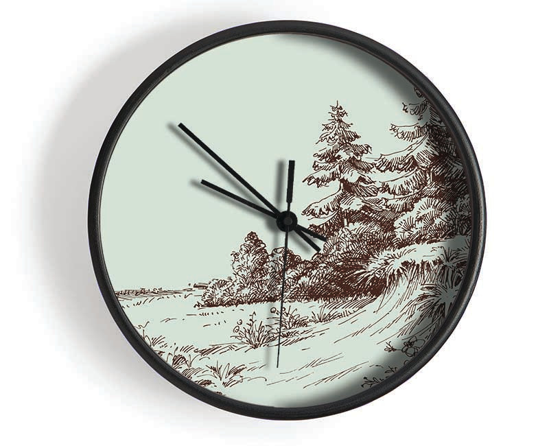 Sketch Of The Canadian Pines Clock - Wallart-Direct UK