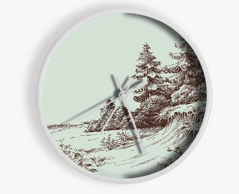 Sketch Of The Canadian Pines Clock - Wallart-Direct UK