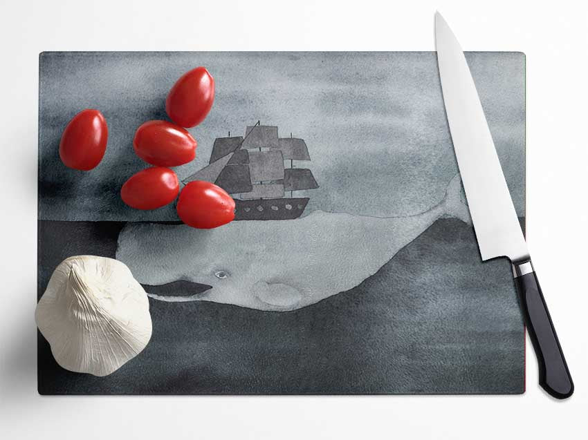 Sail On Moby Dick Glass Chopping Board