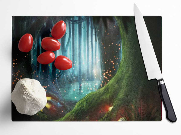 Magical Forest Orbs Glass Chopping Board