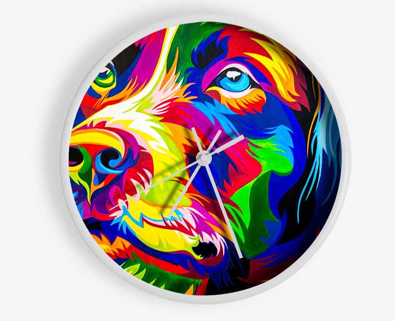 The Stunning Colourful Dog Clock - Wallart-Direct UK