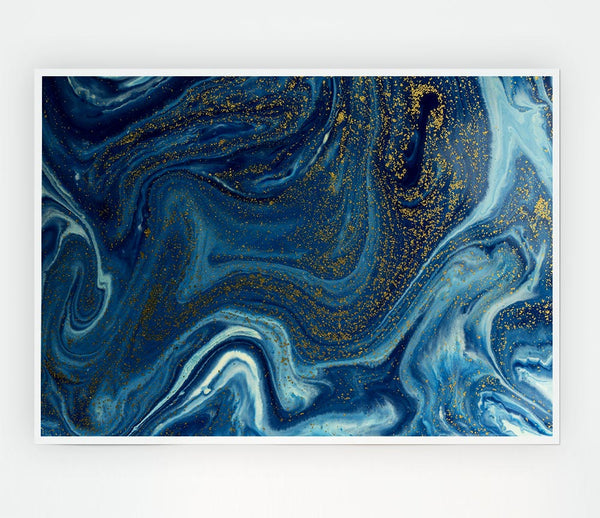 Blue Glitter Flow Print Poster Wall Art