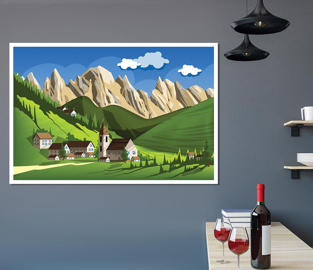 Village In Sweden Print Poster Wall Art