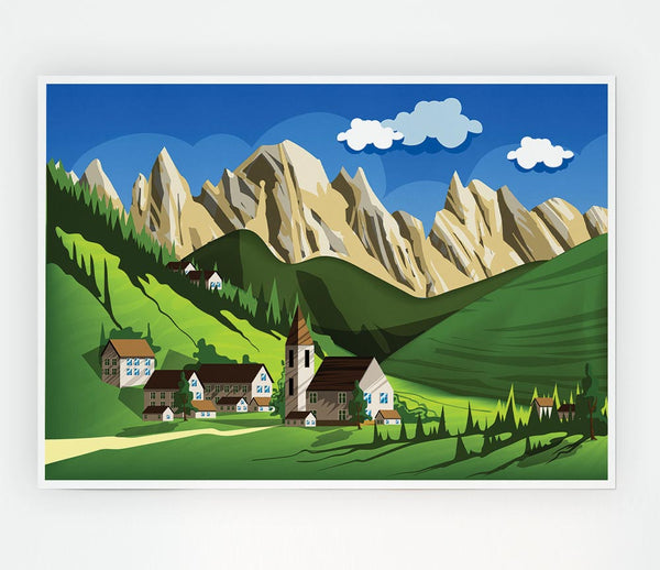 Village In Sweden Print Poster Wall Art