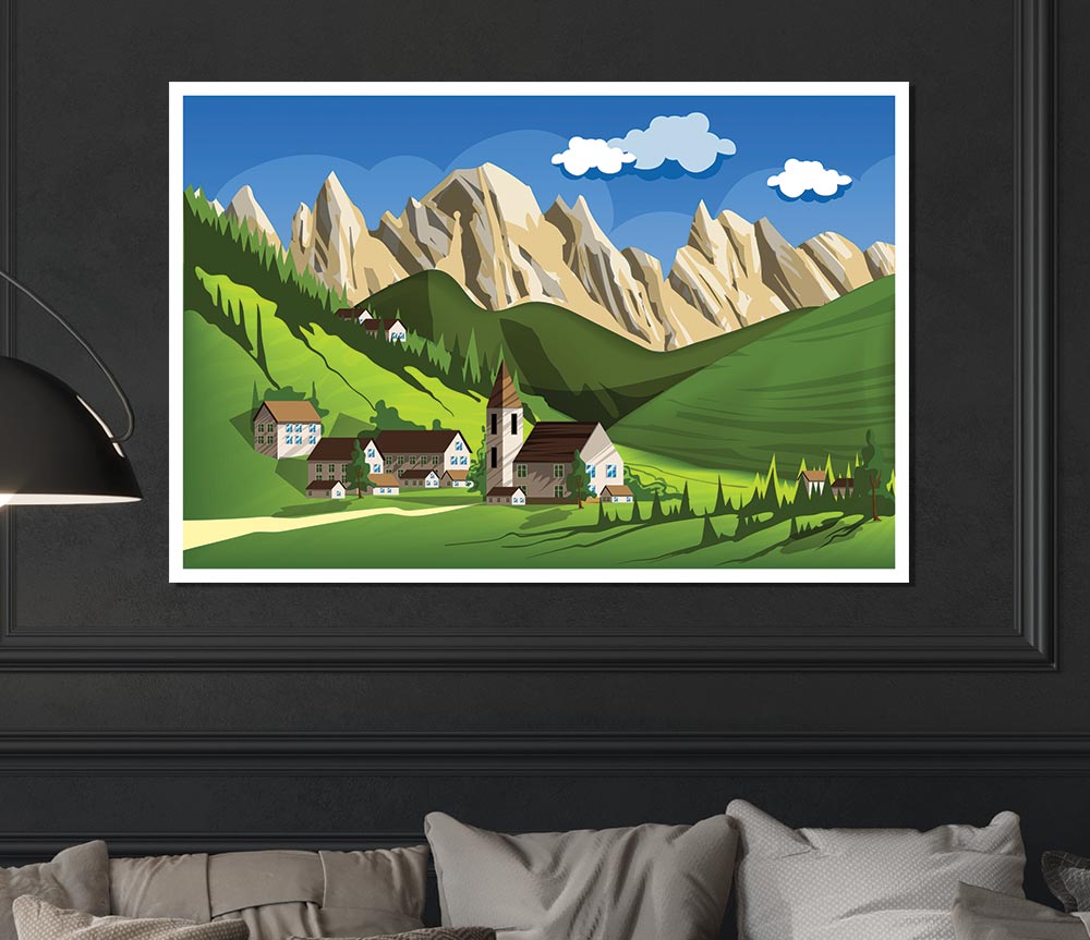 Village In Sweden Print Poster Wall Art