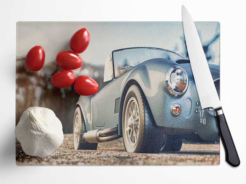 Classic Sports Car Stance Glass Chopping Board