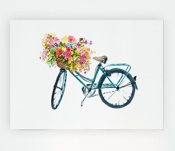 Flowers On A Bike Print Poster Wall Art