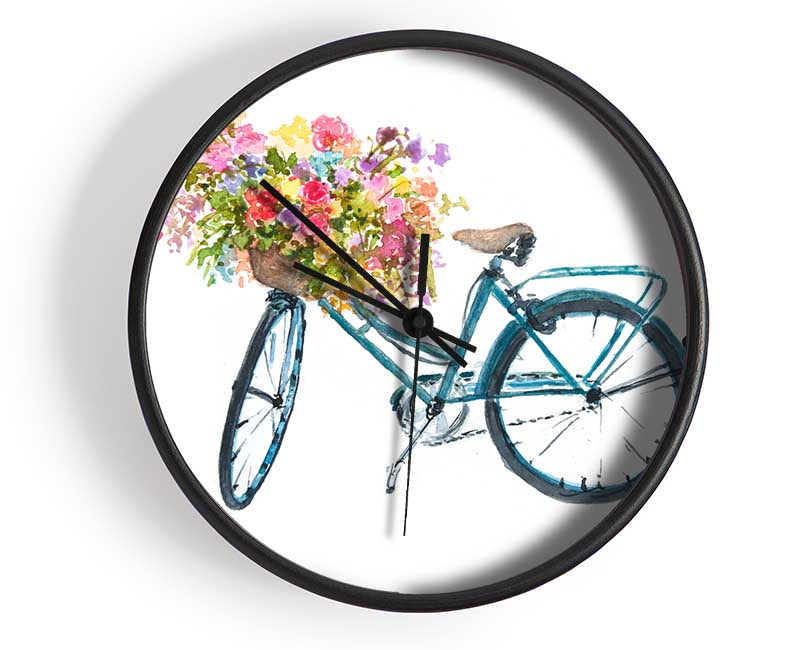 Flowers On A Bike Clock - Wallart-Direct UK