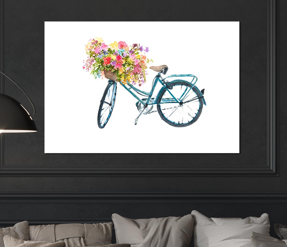 Flowers On A Bike Print Poster Wall Art