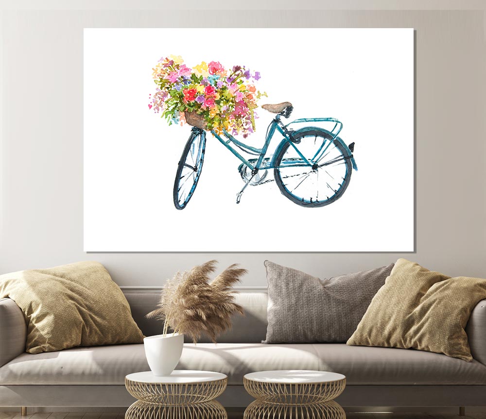 Flowers On A Bike Print Poster Wall Art