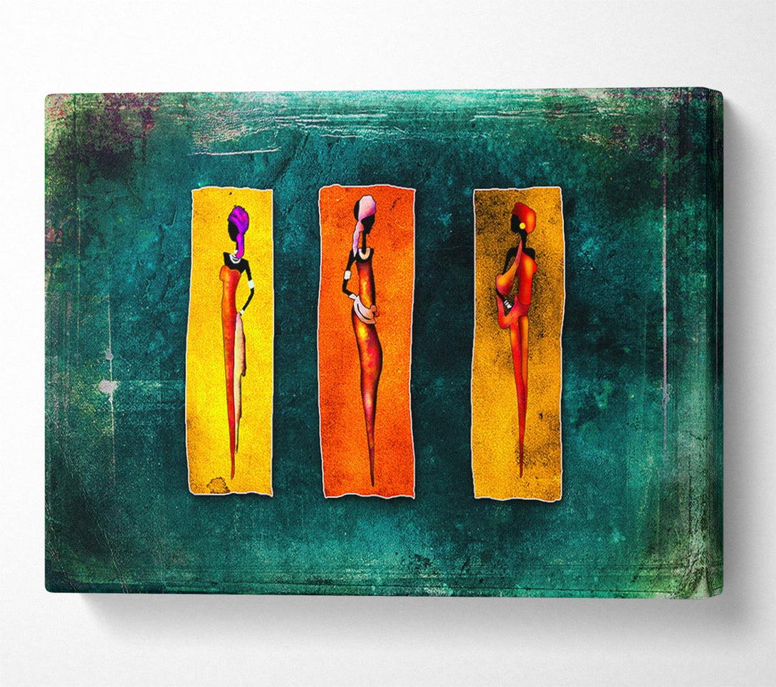 Picture of Three Traditional African Canvas Print Wall Art