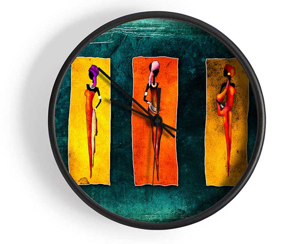 Three Traditional African Clock - Wallart-Direct UK