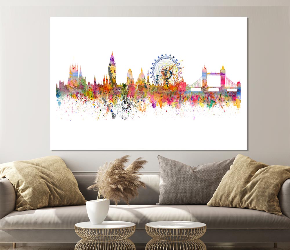 London Skyline Splatter Print Poster Wall Art