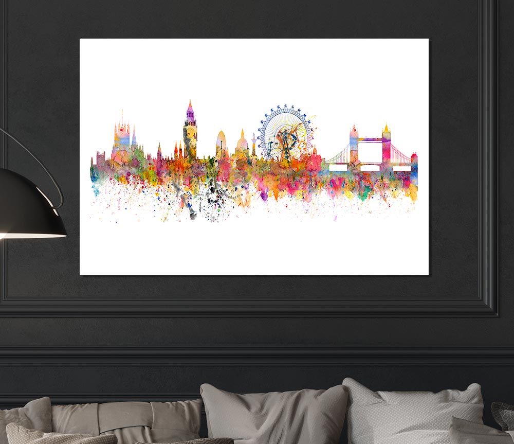 London Skyline Splatter Print Poster Wall Art