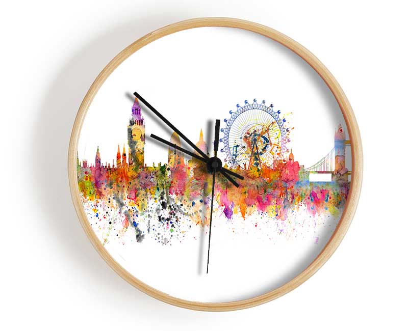 London Skyline Splatter Clock - Wallart-Direct UK