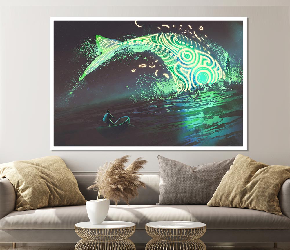 The Whale Jumping Out The Ocean Print Poster Wall Art