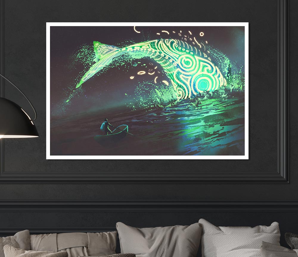 The Whale Jumping Out The Ocean Print Poster Wall Art