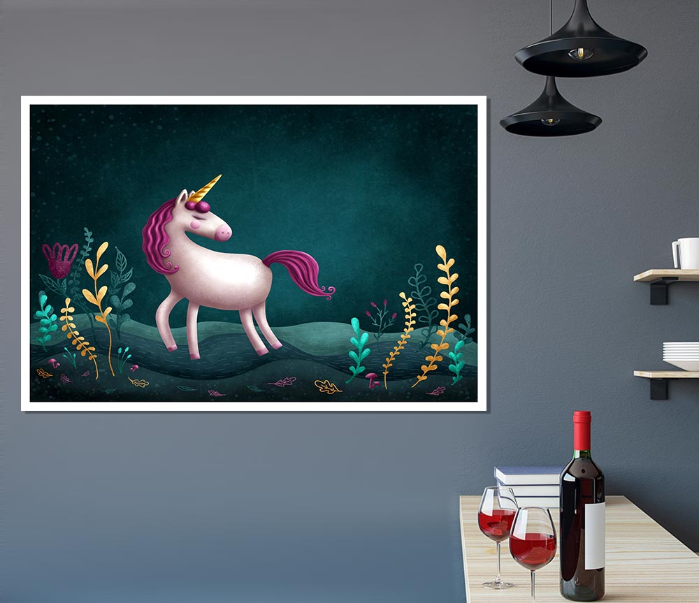 The Happy Unicorn Print Poster Wall Art