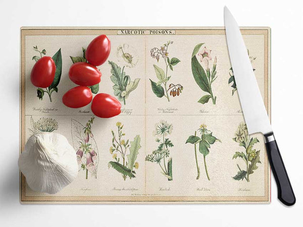 Flower Illustrations Glass Chopping Board