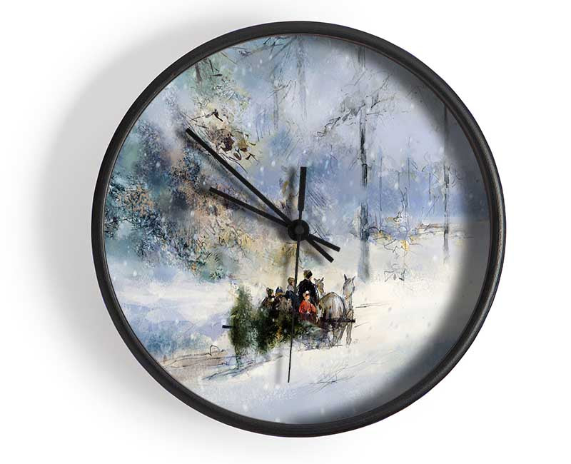 Traveling Through The Snow Clock - Wallart-Direct UK