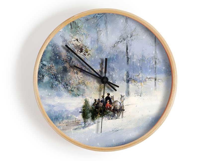 Traveling Through The Snow Clock - Wallart-Direct UK