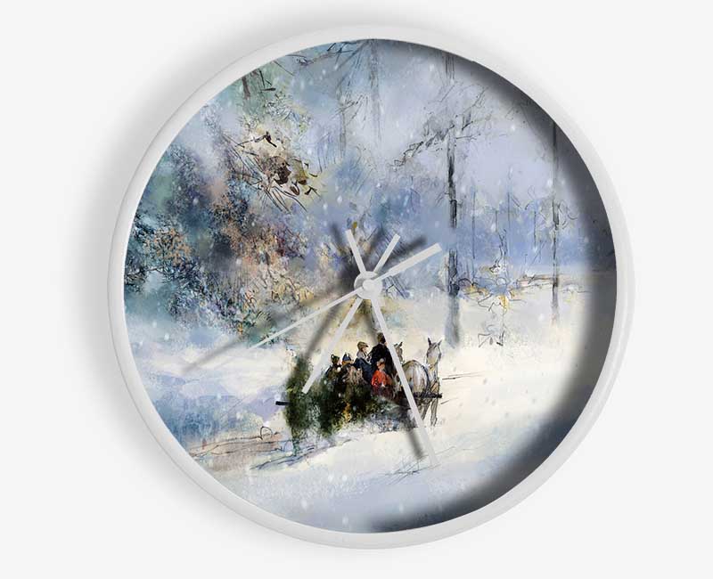 Traveling Through The Snow Clock - Wallart-Direct UK