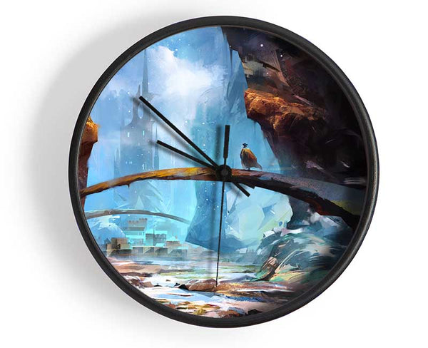 The Curved Bridge In The Mountains Clock - Wallart-Direct UK