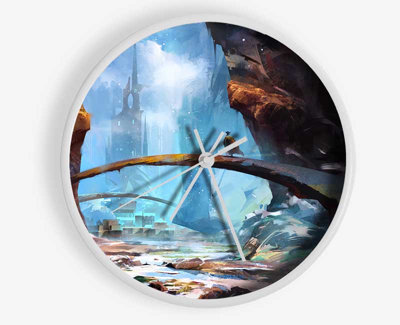 The Curved Bridge In The Mountains Clock - Wallart-Direct UK