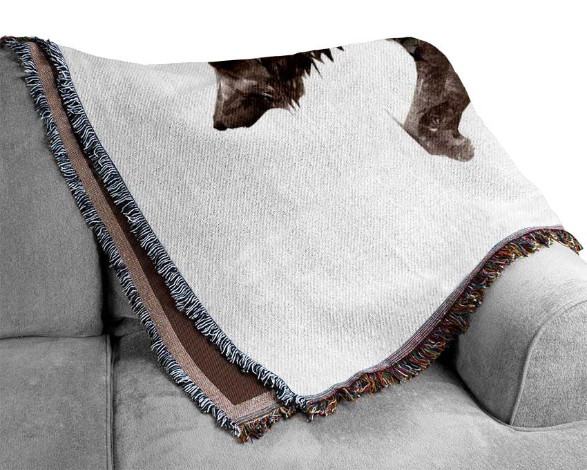 Walking Brown Bear Woven Blanket