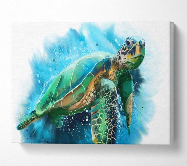 Picture of The Sea Turtle Watercolour Canvas Print Wall Art